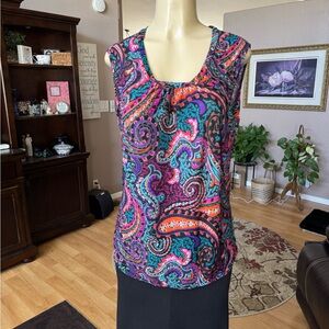 Prestige Edge multicolored paisley sleeveless blouse-size M